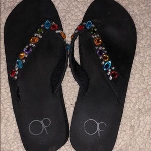 Colorful Jewel Wedge Flip Flops
